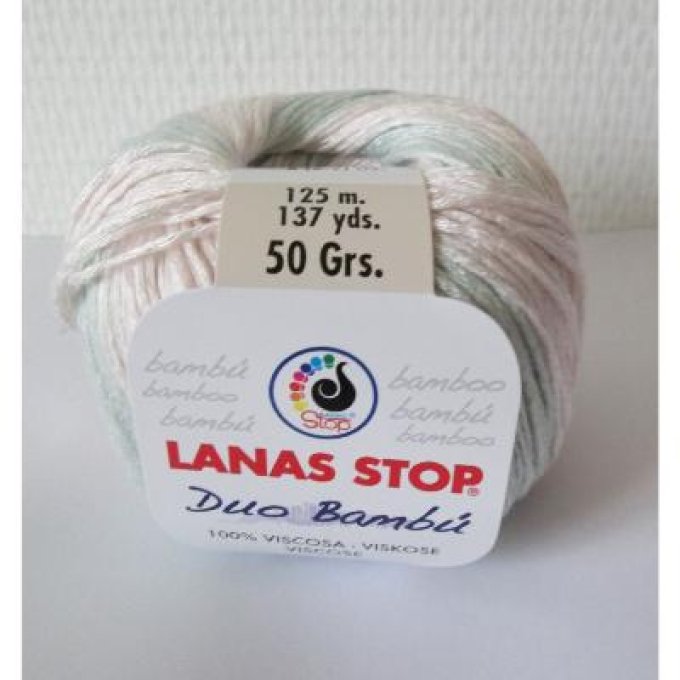 Laine Lanas-Stop DÚO BAMBÚ  209 vert pâle - écru