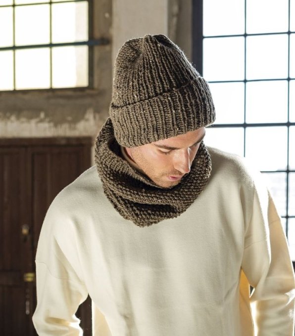 Snood homme tricoter en laine tweed 